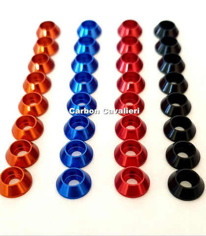 Carbon Cavalieri M3 Socket Head Screw Washer Kit 8 Pieces - Orange - Blue - Red - Black